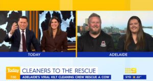 Kilted Cleaners Today Show Cow Rescue